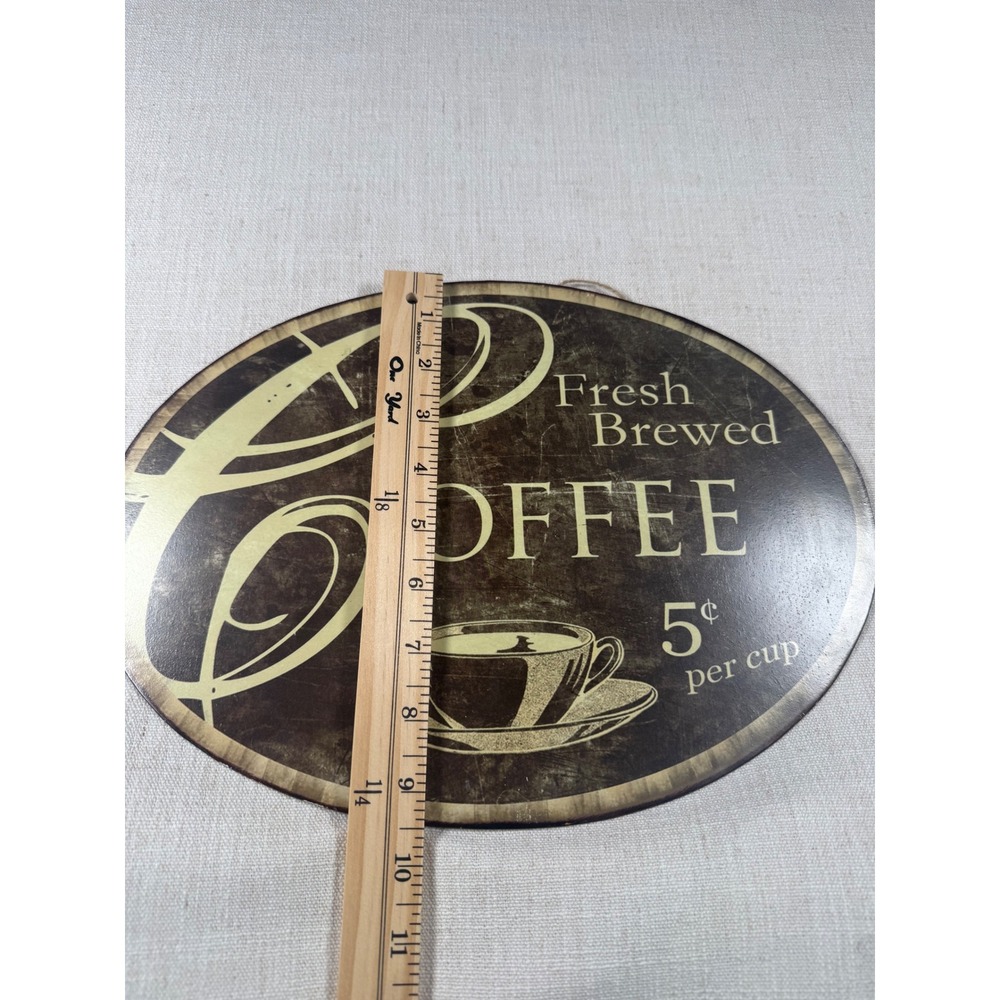 Melissa Frances Metal Coffee Wall Sign Oval Vintage Kitchen Decor 13x9 - Picture 4 of 6